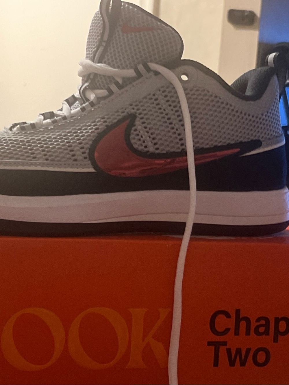 Nike Men's White & Black Sneakers with Red Swoosh